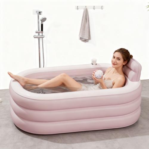PVC heat preservation & Inflatable Foldable Bathtub Solid pink PC