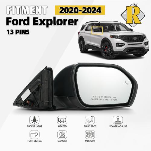 Right Side Mirror For 2020-2024 Ford Explorer Heated W/Blind Spot & Camera Right 13 Pin