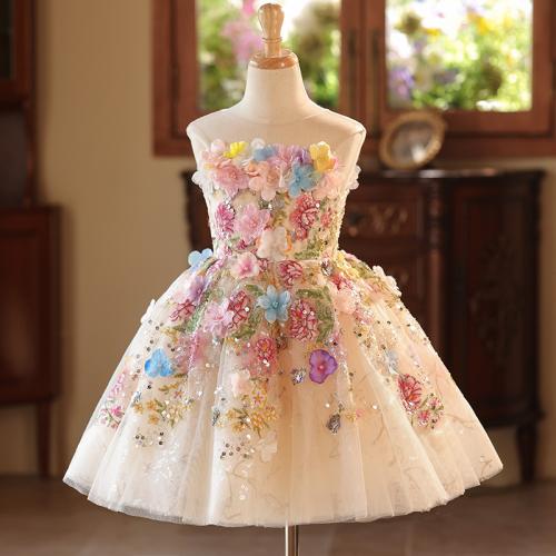 Polyester Robe d’une seule pièce de fille Floral pièce
