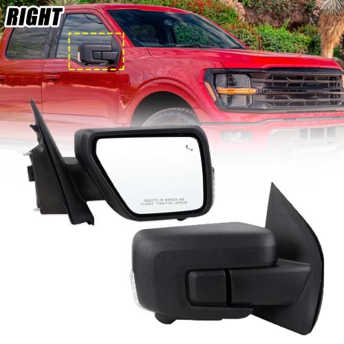 For Ford F150 2021-2024 Right Side 18+1Pin Metal Grey Blind Mirror W/Camera