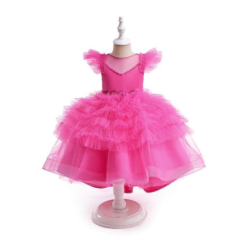 Gasa & Algodón Vestido de una sola pieza de la muchacha, Sólido, más colores para elegir, trozo