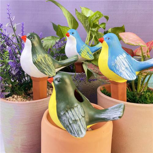 Porzellan Automatischer Pflanzenwasserer, Vogelmuster, gemischte Farben, Festgelegt