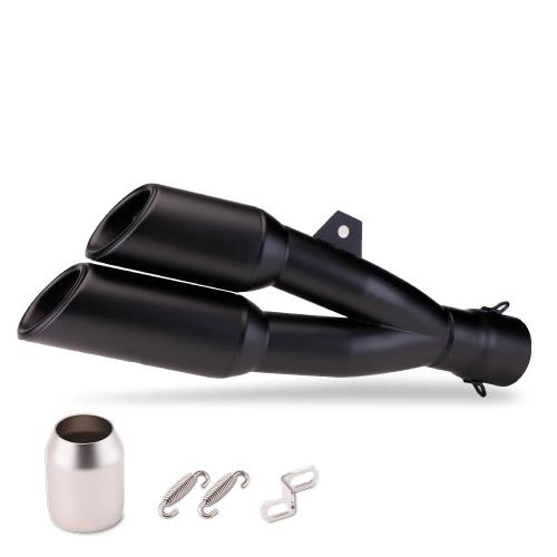 Universal 51MM Motorcycle Exhaust Muffler Modify Double Outlet TailSilencer Tube