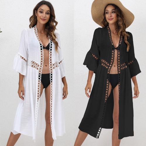 Polyester Zwemmen Cover Ups Lappendeken Solide wit en zwart stuk