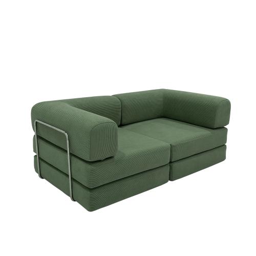 304 Stainless Steel & Sponge & Corduroy foldable Compression Sofa PC