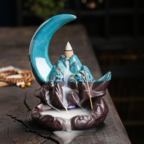 Ceramics Multifunction Backflow Burner for home decoration & with LED lights handmade PC
