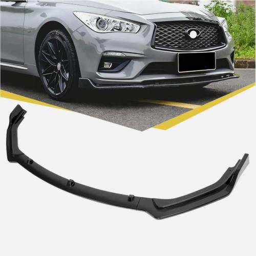 Glossy Black Front Bumper Lip Splitter Chin For 2018-2024 Infiniti Q50 Luxe Base