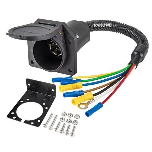 Trailer Wiring Harness 7-Pin RV Socket Connector Car Truck Tail Extension Plug