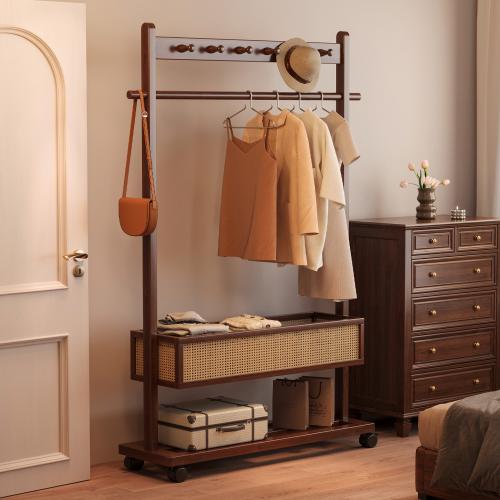 Moso Bamboo Multifunction Clothes Hanging Rack with caster Wooden & Plastic brown PC