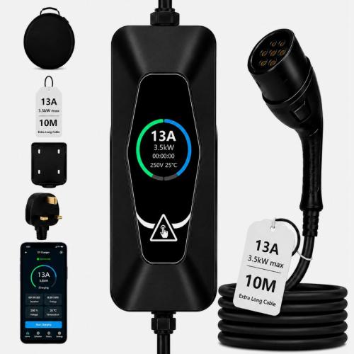 EV Charger Type 2 3 Pin UK Plug CEE 3.5kW 7.5kW 5M 10M Portable Cable