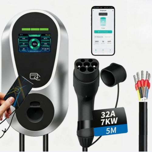 32A 7KW EV Charger Type 2 Electric Car Charging Station With 5M Cable APP/Card