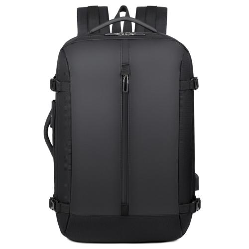 Nylon Backpack anti-theft & large capacity & hardwearing & with USB interface & waterproof Polyester Solid black PC
