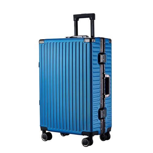 PC-Polycarbonate Suitcase with password lock & waterproof Aluminium & Polyester striped PC