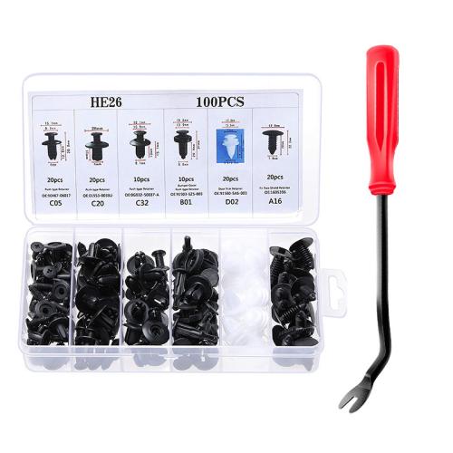 100Pcs Boxed Car Buckle Boxed 100Pcs Combination Set Nylon Buckle Bumper Universal Buckle