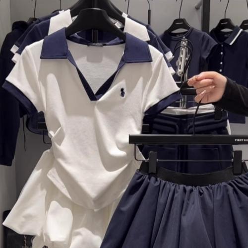 Polyester Women Casual Set contrast color  patchwork PC