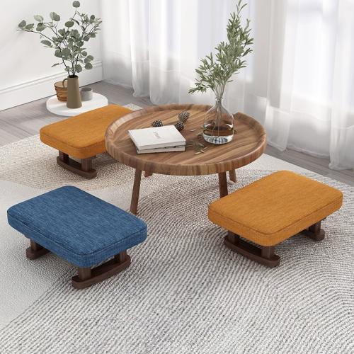 Technical Farbic & Cotton Linen Soft Stool durable Sponge & Solid Wood Solid PC