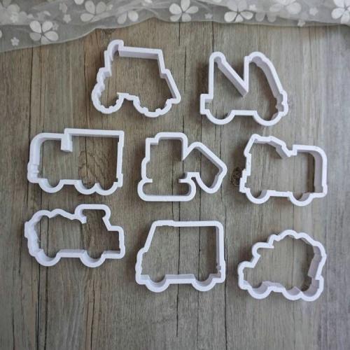 8pcs Transportation Vehicle Cartoon Series DIY Cake Biscuit Mold OPP Pack