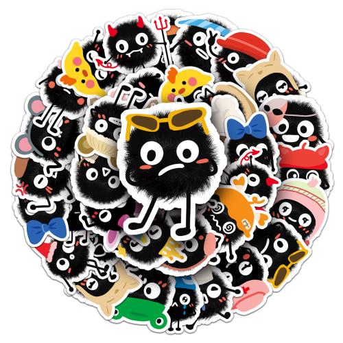 Caucho de PVC & Adhesivo sensible a la presión Adhesivo decorativo, negro, 50PCs/Bolso, Bolso