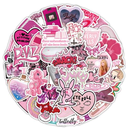 CLORURO DE POLIVINILO Adhesivo decorativo, patrón mixto, colores mezclados, 50PCs/Bolso, Bolso