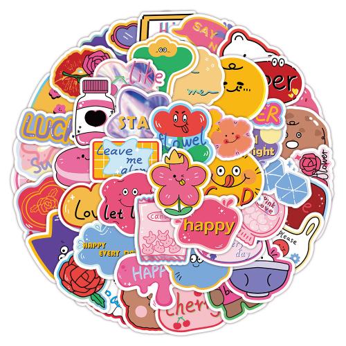 CLORURO DE POLIVINILO Adhesivo decorativo, patrón mixto, colores mezclados, 60PCs/Bolso, Bolso