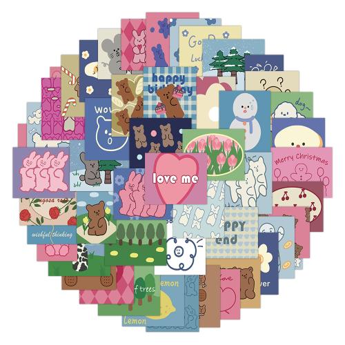 CLORURO DE POLIVINILO Adhesivo decorativo, patrón mixto, colores mezclados, 60PCs/Bolso, Bolso
