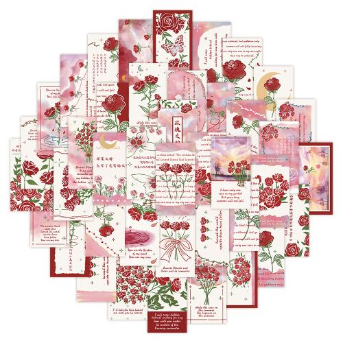 CLORURO DE POLIVINILO Adhesivo decorativo, floral, colores mezclados, 60PCs/Bolso, Bolso