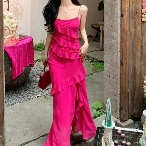 Polyester Slim Slip Dress fuchsia PC