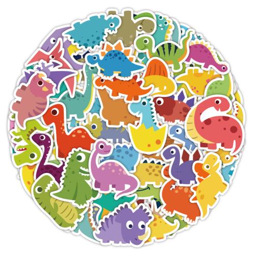 CLORURO DE POLIVINILO Adhesivo decorativo, patrón de dinosaurio, colores mezclados, 60PCs/Bolso, Bolso