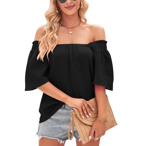 Poliéster Mujeres Camisetas de manga corta, estirable, Sólido, más colores para elegir, trozo