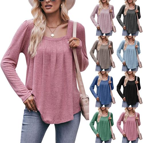 Polyester Soft Women Long Sleeve Blouses slimming & loose Solid PC