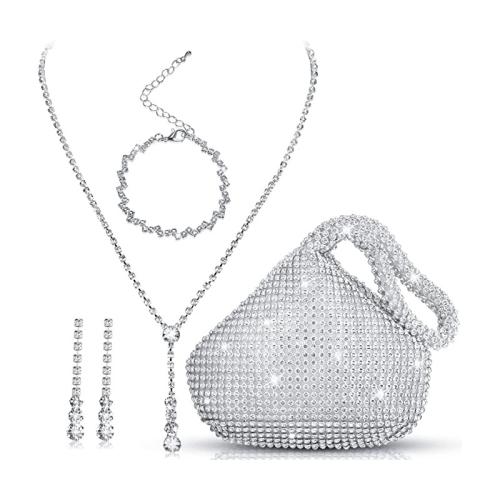Polyester Sac d’embrayage Solide Argent Ensemble