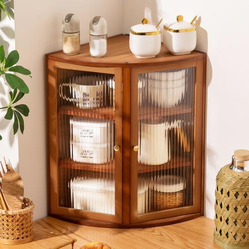Moso Bamboo Multilayer Storage Cabinet for Kitchen & dustproof Acrylic & Plastic PC