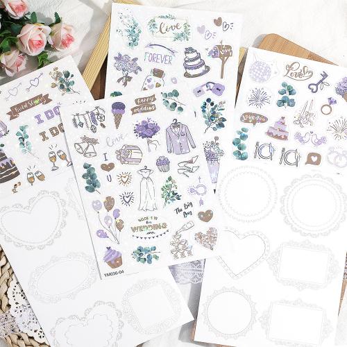 Paper Decorative Sticker, six piece & waterproof, printed, purple,  Set