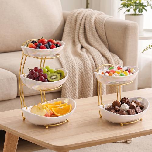 Porcelain Multilayer & easy cleaning Dried Fruit Plate Iron PC