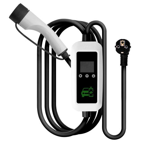EV Charger Cable 6M Type 2 to 3 Pin Plug D16A With LED Screen Carry Bag