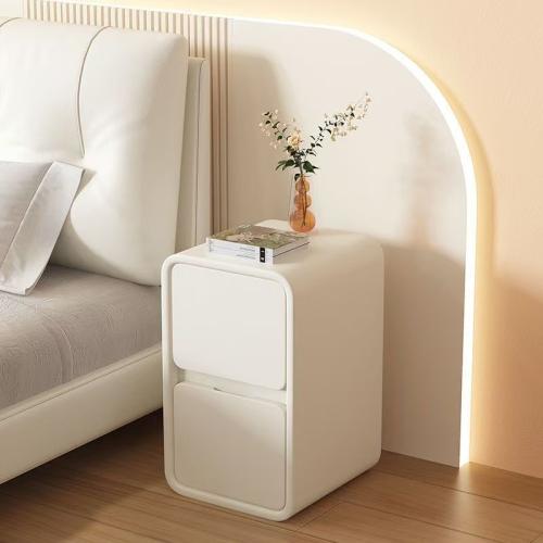 Medium Density Fiberboard & Microfiber Leather & Wood Bedside Cabinet dustproof & double layer Solid PC