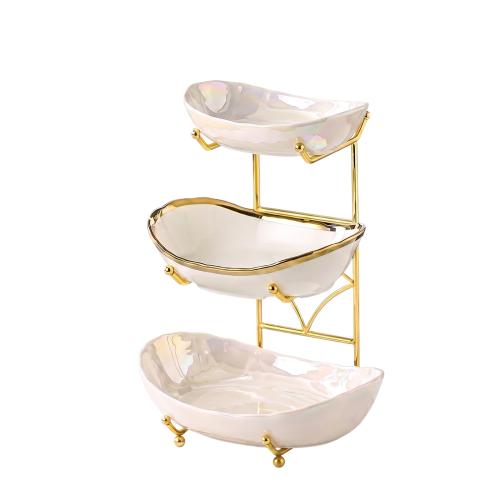 Porcelain Multilayer & easy cleaning Dried Fruit Plate Iron PC