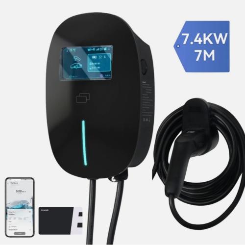 7kW EV Charger 32A Smart EV Charging Station with 7m Charging Cable Type 2 Black