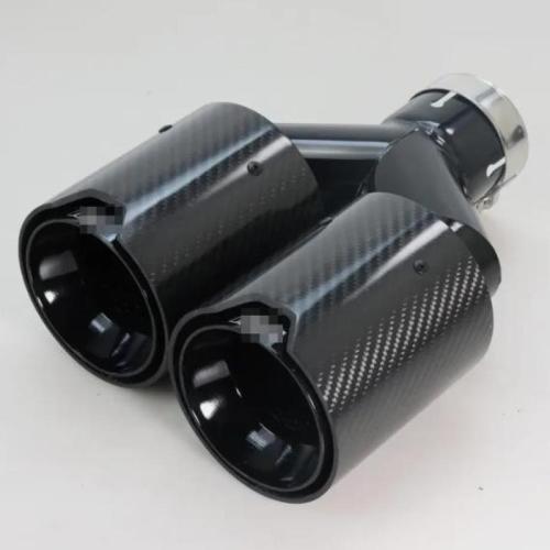 Dual Car Carbon Fiber Exhaust TWIN End Tips Tail Pipe 63mm In 101MM Out