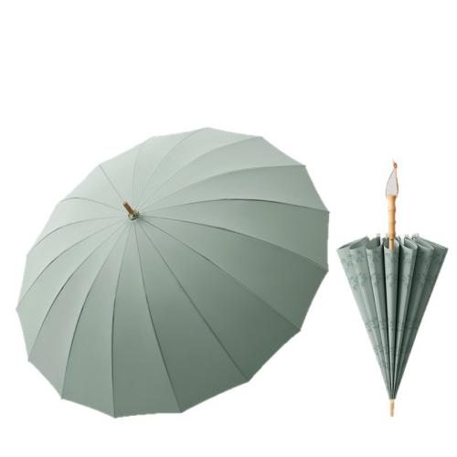 Fiber & Solid Wood & Pongee Long Handle Umbrella PC