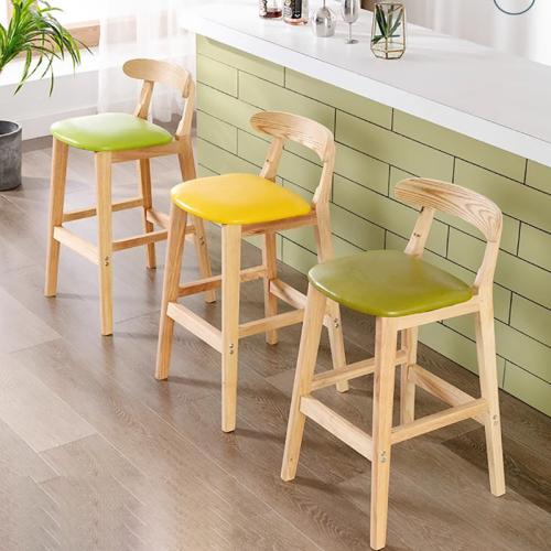 Waxed Leather & Cloth & Solid Wood Bar Stool durable Lot