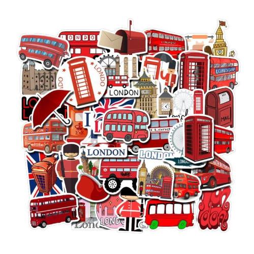 Pressure-Sensitive Adhesive & PVC Waterproof Decorative Sticker printed red Set