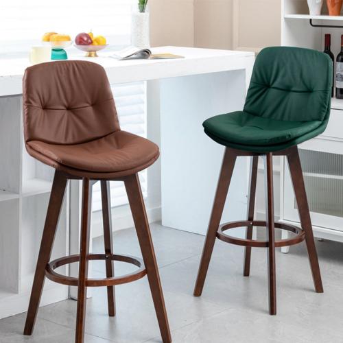 Solid Wood & PU Leather Bar Stool durable & rotatable PC