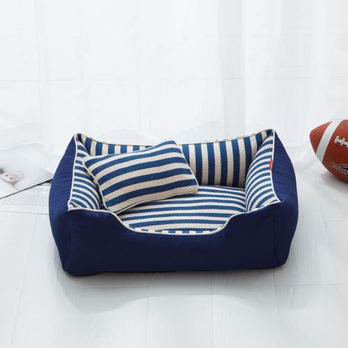 Oxford & Canvas detachable and washable & Soft Pet Bed & thermal striped blue PC