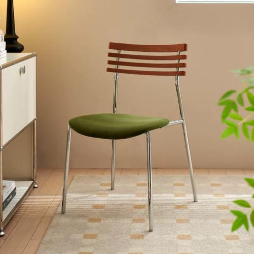 Pleuche Casual House Chair durable Wooden & Carbon Steel PC
