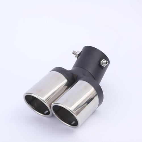 2.5 inch Universal Curved Double Outlet Car Exhaust Trim Muffler Pipe