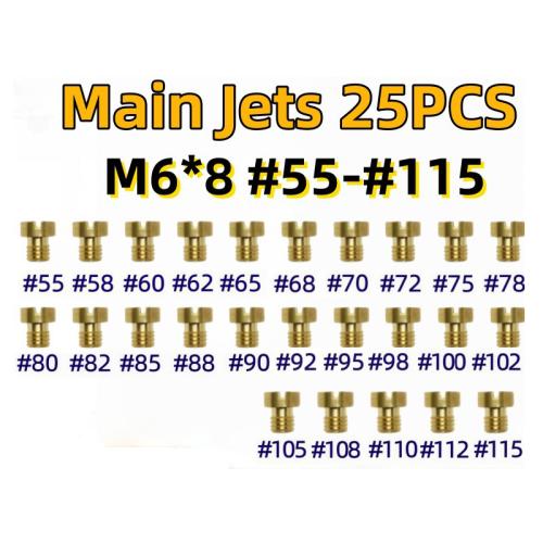 55-115 Carburetor Nozzle M6 Main Nozzle 25Pcs Thread 6mm for Dellorto Mikuni Phbh