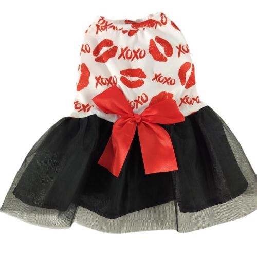 Poliéster Ropa para mascotas, impreso, patrón de labios, rojo y negro, :XL, trozo