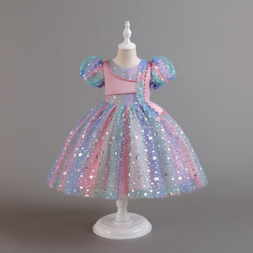 Cotton Blends & Gauze Girl One-piece Dress Cute Sequin PC