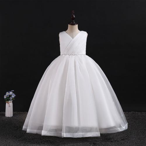 Plastic Pearl & Polyester Girl One-piece Dress Cute PC